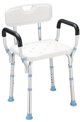 HEAO Heavy Duty Shower Chair with Back - Bathtub Chair with Arms for Handicap, Disabled, Seniors & Elderly - Adjustable Medical Bath Seat Handles - Non Slip Tub Safety