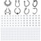 WillTen Lot de 8 faux piercings pour le nez, le septum, le nez, le nez, les sourcils, les lèvres - Argenté, or, noir, Métal