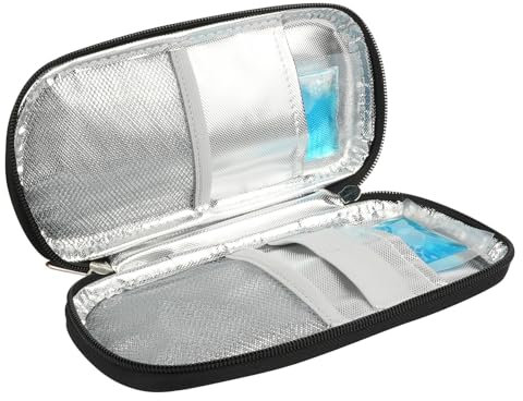 ACWOO Insulin Kühltasche, insulin Pen kühltasche mit 2 Kühlakku, TSA Diabetiker Tasche für Insulin Pen, Diabetikerzubehör, Epipen, Spritzen, Insulin, Reisen Diabetikertasche für Insulin (Schwarz)