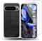 QULLOO Transparent Hülle für Google Pixel 9 / Pixel 9 Pro + Schutzfolie für Panzerglas [2 Stück], 9H Glas Schutzglas Anti-Fingerabdruck Folie Schutzhülle Weich TPU Silikon Handyhülle