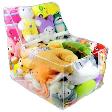 Großer, transparenter Stofftier-Sitzsack-Stuhlbezug, PVC-Sitzsack-Stuhl, weiche Plüschspielzeug-Aufbewahrung for die Organisation von Kleinkind- und Kinderzimmern, Plüschspielzeug, Schlafzimmer, Kinde