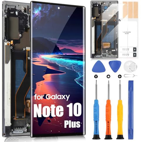 ARSSLY OLED pour Samsung Note 10 Plus, écran LCD pour Galaxy Note 10+ SM-N975 SM-N975F SM-N975W LCD Display Touch Screen Assembly avec réparation Kit (noir avec cadre, 6,8)