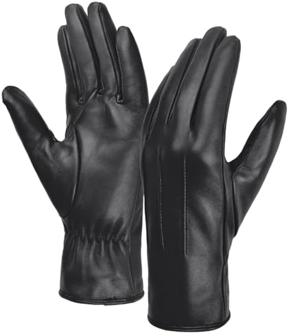 Harssidanzar Gants femmes hiver Doublure conduite chauds GL017EU Noir M