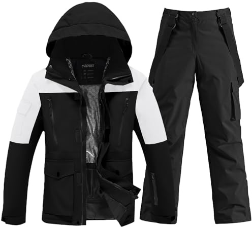 HOTIAN Herren Ski Jacke und Hosen Set Herren Schneeanzug Winter Warme schneeanzug Wasserdicht Winddicht skibekleidung Snowboard Set