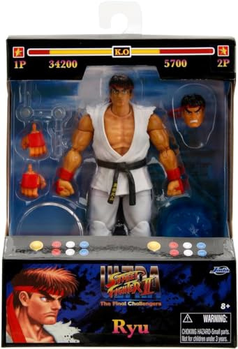 Jada Toys Street Fighter II Ryu, Actionfigur zum Sammeln, Größe 15 cm, originalgetreu, sammelbar, 9334215314R00