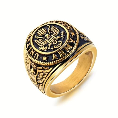 Anhuastar United States Army Gedenkring Geschenk für Veteranen Sammlerring für Militär Enthusiasten Edelstahl Retro Design