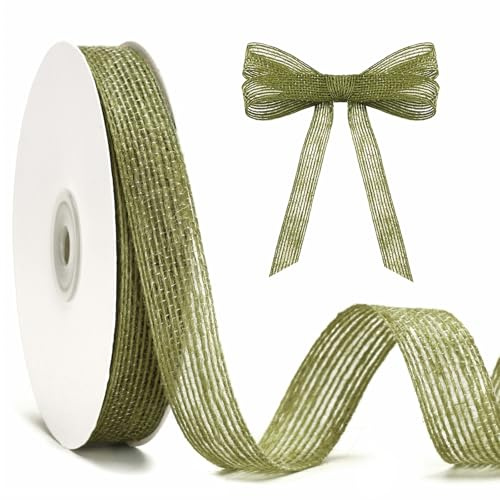 jijAcraft 20mm Juteband Salbeigrün Schmal: 18m Rustikal Jute Geschenkband Hochzeitsdeko, Burlap Vintage Band zum Flaschendeko, Sackleinen Dekoband für Geschenkverpackung, Frühling Deko, Osterdeko