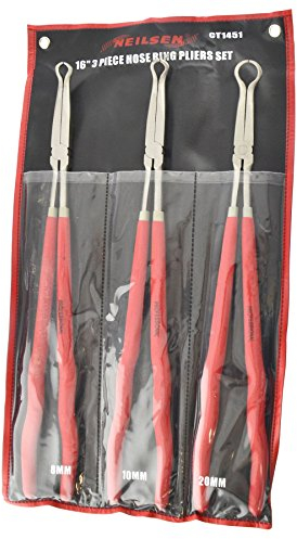 16 Long Reach Hose Ring Pliers for Hose Clips 8mm 10mm and 12mm 3pc Set
