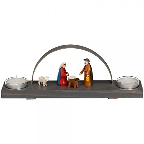 Rudolphs Schatzkiste Schwibbogen Christi Geburt bunt mit Teelichter BxHxT 27x10x5,5cm NEU Lichterbogen Fensterbogen Spitzbogen Erzgebirge Seiffen Weihnachten Beleuchtung Fensterschmuck Bogen