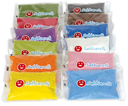 Sabbiarelli Sand-it For Fun - Maxi Refill, 12 Sachets de 350 G Chacun de Sable Multicolore, Marbre Naturel Coloré avec des Pigments à Base d'Eau, Non Toxique, Sûr, Activités Artistiques 3+