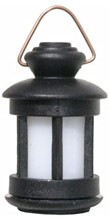 BELI-BECO 863W Kunststoff-Laterne für Krippe mit Beleuchtung - Krippenbeleuchtung - Kunststoff - klare Glühlampe - 4,5 V - 0,2A (Laterne: schwarz & rund | Glas: weiß & nicht transparent, 38 mm)