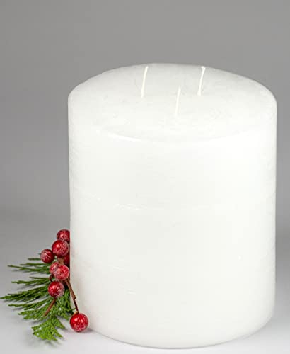 3 Docht Rustic-Kerze mit Struktur, Farbe: Weiß - Höhe: 12 x 12 cm Ø. Eine schöne Rustik-Kerze für Ihr Zuhause. 3 Wick Pillar Candles. (4038)