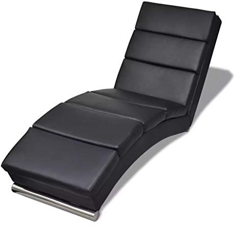 Tidyard Relaxliege Liegesessel Chaiselongue Wohnzimmer Relaxsessel Liege mit Verzinkten Stahlfußleisten Schwarz 154 x 52,5 x 72 cm
