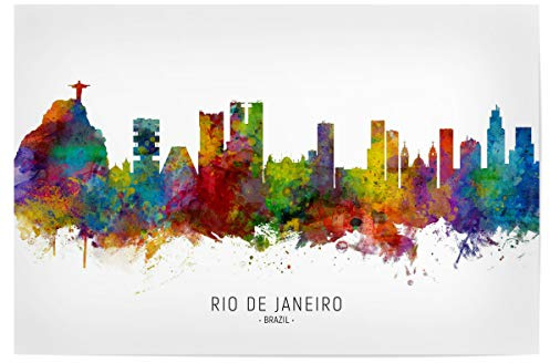 artboxONE Poster 30x20 cm Städte Rio de Janeiro Brazil Skyline txt - Bild Rio de Janeiro Cityscape Painting