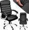 tectake® Design Bürostuhl, Schreibtischstuhl, höhenverstellbarer Chefsessel, Arbeitsstuhl, Bürostuhl ergonomisch, Drehstuhl mit Armlehnen und Wippfunktion, Softpolterung, Wellendesign - schwarz