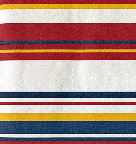 Dundee Deco BD6193 Frise de Papier Peint, Frise Murale, Bordure murale précollée Motif géométrique rouge, blanc, bleu, jaune, motif rétro 4,57 m x 16,51 cm