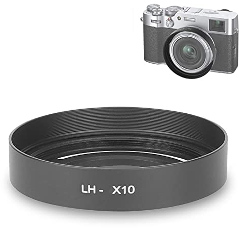 Bindpo LH-JX10 Gegenlichtblende, Alu-Kameraobjektiv Sonnenschutz Regenschutz Abdeckung Ersatz für Fuji X10 X20 X30(Schwarz)