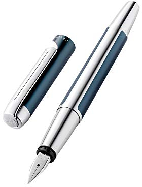 Pelikan Pura 817165 Fountain Pen Petrol M Nib 1 Piece Including Large Cartridge Gemstone Ink® Sapphire