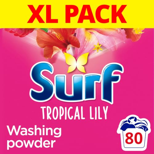 Surf Tropical Lily Detergent Washing Powder 80 Washes (4kg) | Long-lasting fabulous fragrance with essential oils, lasts up to 12 hours in wear*, brilliant clean with bio laundry formula