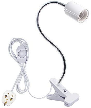 Plant Growth Lamp Aquarium Heating lamp, Adjustable Brightness Basking Light for Reptiles, Heat Spotlight with 360 ° Rotating Neck, E27 Clip Desk Lamp with UK Plug (Without Bulb)