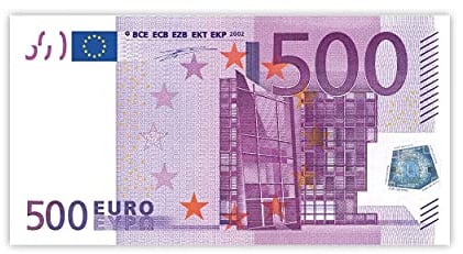 Litfax GmbH 500€ Euroschein/Spielgeld ca. 120x61 mm, je Pack. 25 Stück (3 PG)