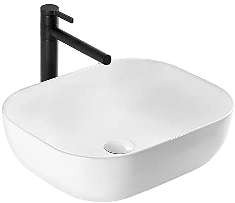 Rea Waschbecken Waschtisch Aufsatzwaschbecken Keramik Handwaschbecken Aufsatz Waschschale Rechteckig Weiß 32x45 Badezimmer