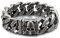 COOLSTEELANDBEYOND Großes Edelstahl Panzerkette Armband Herren mit Fleur de Lis und Schädel, Biker Gotik, Rauhe Oberfläche