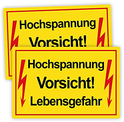 2 Stück Vorsicht ! Hochspannung Lebensgefahr Schild 20 x 30 cm aus stabiler PVC Hartschaumplatte 3mm mit UV-Schutz von STROBO