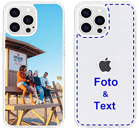 MXCUSTOM Personalisierte Handyhülle für Apple iPhone 13 Pro Max, Benutzerdefiniert Hülle mit Eigenem Foto Bild Text Individuelle Schutzhülle [Weicher Stoßfänger + Harter Rückseite] (CHT-CR-P1)