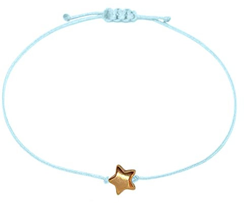 Selfmade Jewelry Bracelet pour femme en or rose avec étoile - Taille réglable - Fait à la main - Avec emballage cadeau, Eine Grösse, Ruban macramé, Pas de gemme