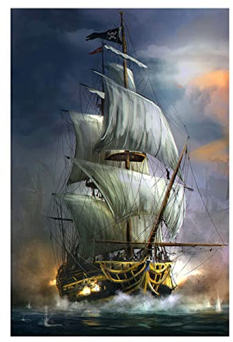 HJBFSDAFTUGRWS Leinwand Malerei Piratenschiff Wandkunst Vintage Segelschiffe Poster Drucken Wandbild für Wohnzimmer Home Hotel Interior Decor Kein Rahmen-40x60cm