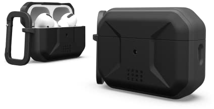 URBAN ARMOR GEAR Civilian - Funda para Apple AirPods Pro 2022, Compatible con Carga inalámbrica, Estado LED Visible, Cubierta de Conector Lightning y mosquetón Desmontable, Color Negro