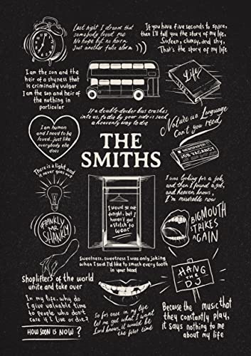 Hewson's Gifts Doodle Lyric Poster – The Smiths Kunstwerk Geschenk für The Smiths Lover Musikposter (schwarze Kreidetafel, A3 ungerahmt)