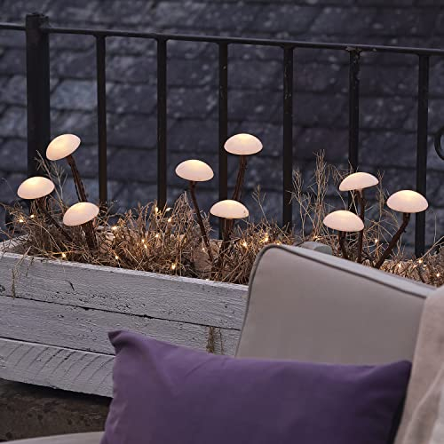 Lights4fun 9er Set LED Solarleuchte Pilze Solar Pilz Stableuchten Garten Deko Balkon Beleuchtung Muttertagsgeschenk