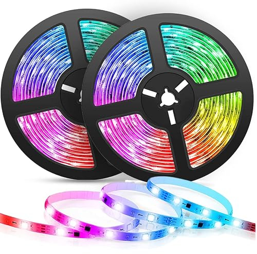 2er Pack Intelligente LED Streifen (2 x 7,5 m), Alexa-kompatible LED-Streifen, Smart LED 48W, Wifi-LED-Streifen, RGB LED Streifen mit Sprachsteuerung