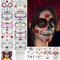 IWTBNOA 15Stk Halloween Temporäre Gesicht Tattoos, Halloween Aufkleber Gesicht, Tag Der Toten Tattoo Aufkleber, Gesichtstattoo Halloween Totenkopf Gesicht Tattoo für Halloween Maskerade Party Fasching