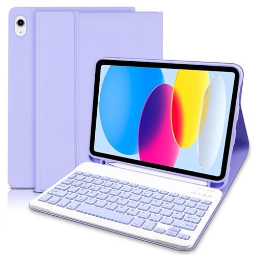Keyboard case for ipad 10th Generation 2022/A16 11th Generation inch 2025(10.9/11 Inch), UK Layout Detachable Wireless Bluetooth Keyboard Case for ipad 11/10 Gen-Purple
