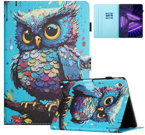 TEDTIKJT Funda para Tablet Lenovo Tab M10 HD 2nd Gen 10.1 Pulgadas 2020 TB-X306X Cuero PU Protectora Carcasa con Soporte Función Cover con Auto-Sueño/Estela, Búho