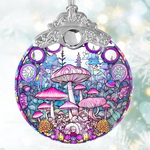 Pilz Buntglas Sonnenfänger Jocidea Pilz Ornament Pilz Weihnachten Ornament Urlaub Ornamente Weihnachtsbaum Ornament Pilz Dekor Geschenke für Pilzliebhaber
