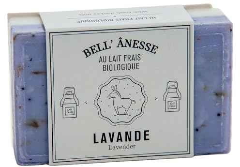 Label Provence - Doppelseitige Peeling-Seife mit französischer Seife – Für Weichmachung, Befeuchtung und Pflege für alle Hauttypen – Lavendel- und Eselmilchduft – 125 g