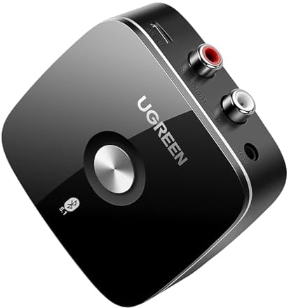UGREEN Ricevitore Bluetooth 5.1 aptX HD Adattatore Audio 2RCA 3,5 mm HiFi EDR Bassa Latenza Wireless Compatibile con Telefono Tablet Altoparlante Amplificatore