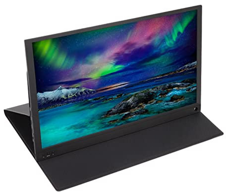 Lazmin112 15.6in IPS HDR HD 4K Portable Gaming Monitor with Leather Case for Laptop PC Phone, 120Hz 2ms Professional Esports Monitor, FreeSync, Plug and Play, Lightweight Travel Monitor