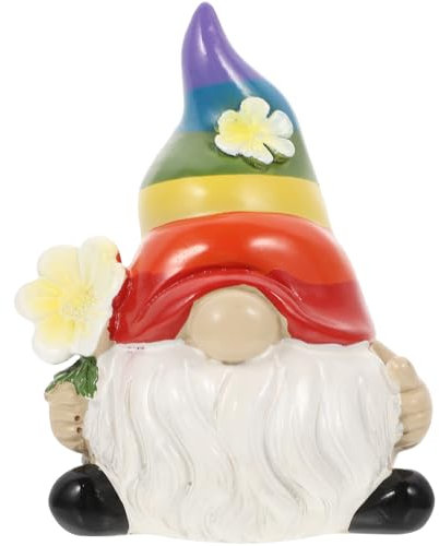 BESPORTBLE Pride Gnome Rainbow Colorful Garden Doll Outdoor Resin Material Tray Rainbow Gnome Garden Decor