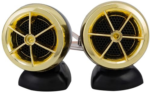 MASO Pair 1200W Mini Dome Tweeter Speaker 12V Loudspeaker Audio Auto Sound Speaker for Car Audio System, 98dB Tweeters for Car Audio, Audio Tweeter Automobile Speaker for Most Car - Gold