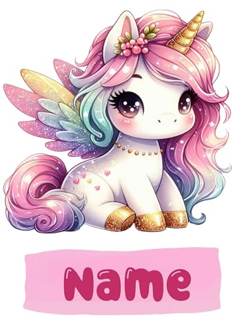 GRAZDesign Wandtattoo Einhorn Kinderzimmer mit Namen personalisiert Mädchen - Wanddeko selbstklebend - 40x30cm