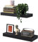 BONTEC 2er Set Schwimmende Wandregale, 40cm Bücherregal Schweberegal Holz Board für Wanddeko und Aufbewahrung, Tragfähigkeit von 10kg, Schwarz