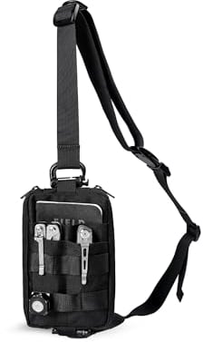 VIPERADE CHS2 EDC Brusttasche Crossbody Bag, Molle Taktische Tasche Klein Sling Bag, Bauchtasche Pouch Chest Bag, EDC Kleine MOLLE Tasche Gürteltasche Hüfttasche für Camping/Outdoor- Schwarz