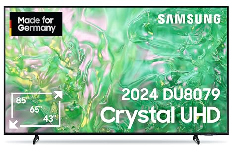 Samsung Crystal UHD 4K DU8079 Fernseher 85 Zoll, Samsung TV mit Dynamic Crystal Color, 4K Upscaling, AirSlim Design, Smart TV, GU85DU8079UXZG, Deutsches Modell [2024]
