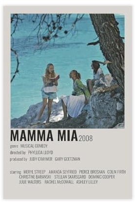 AMATWI Filmkunst-Poster Mamma Mia auf Leinwand, Wandkunst, Dekordruck, Gemälde für Wohnzimmer, Schlafzimmer, Dekoration, ungerahmt, 30 x 45 cm