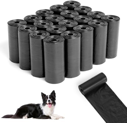AiQInu 400 Stück Hundekotbeutel, Kotbeutel für Hunde, Hunde Kotbeutel Rollen, Dog Poop Bags, Tragbar, Schwarz, Unparfümiert, Geeignet zum Ausgehen, 22 x 30 cm (20 Rollen, 20 pro Rolle)